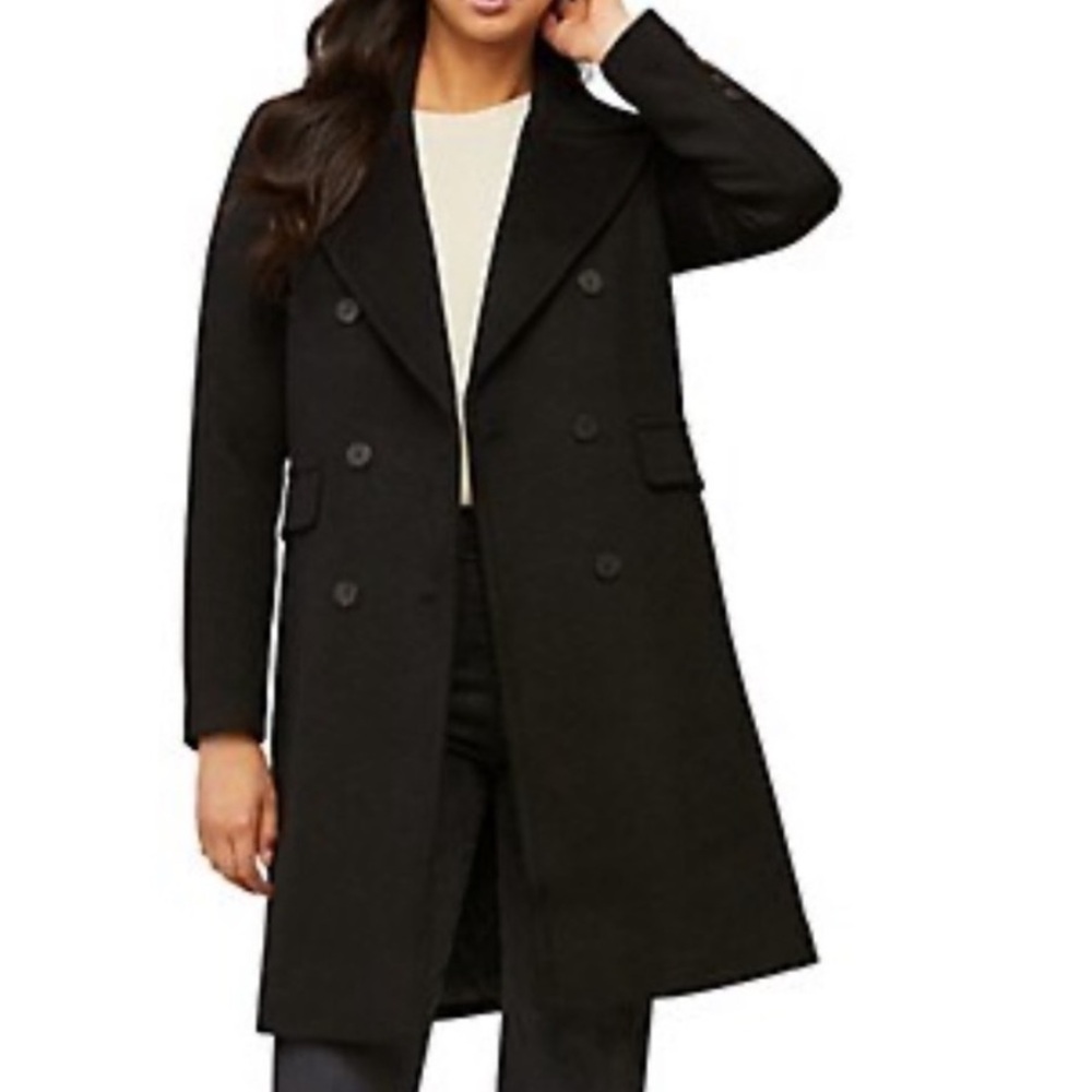 SOIA & KYO Evette Double Breasted Wool Blend Coat Black Size M NWOT - Picture 6 of 15